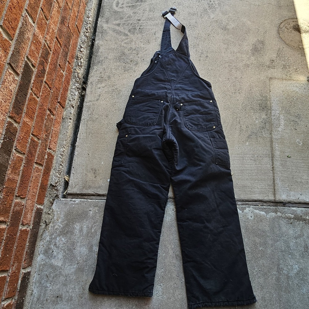 Vtg Carhartt Bib Overalls Made in USA Double Knee Mens Size 32X30 RO3 BLK
